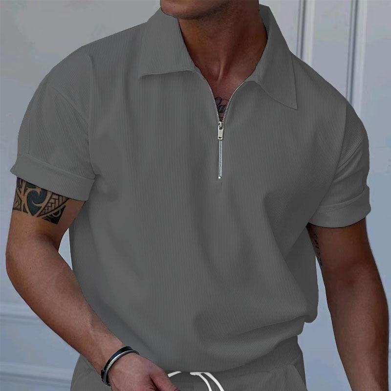New Versatile Pure Cotton Sports Fitness Men'S Twill Polo Shirt, Business Casual Men'S Solid Color Short Sleeved T-Shirt
