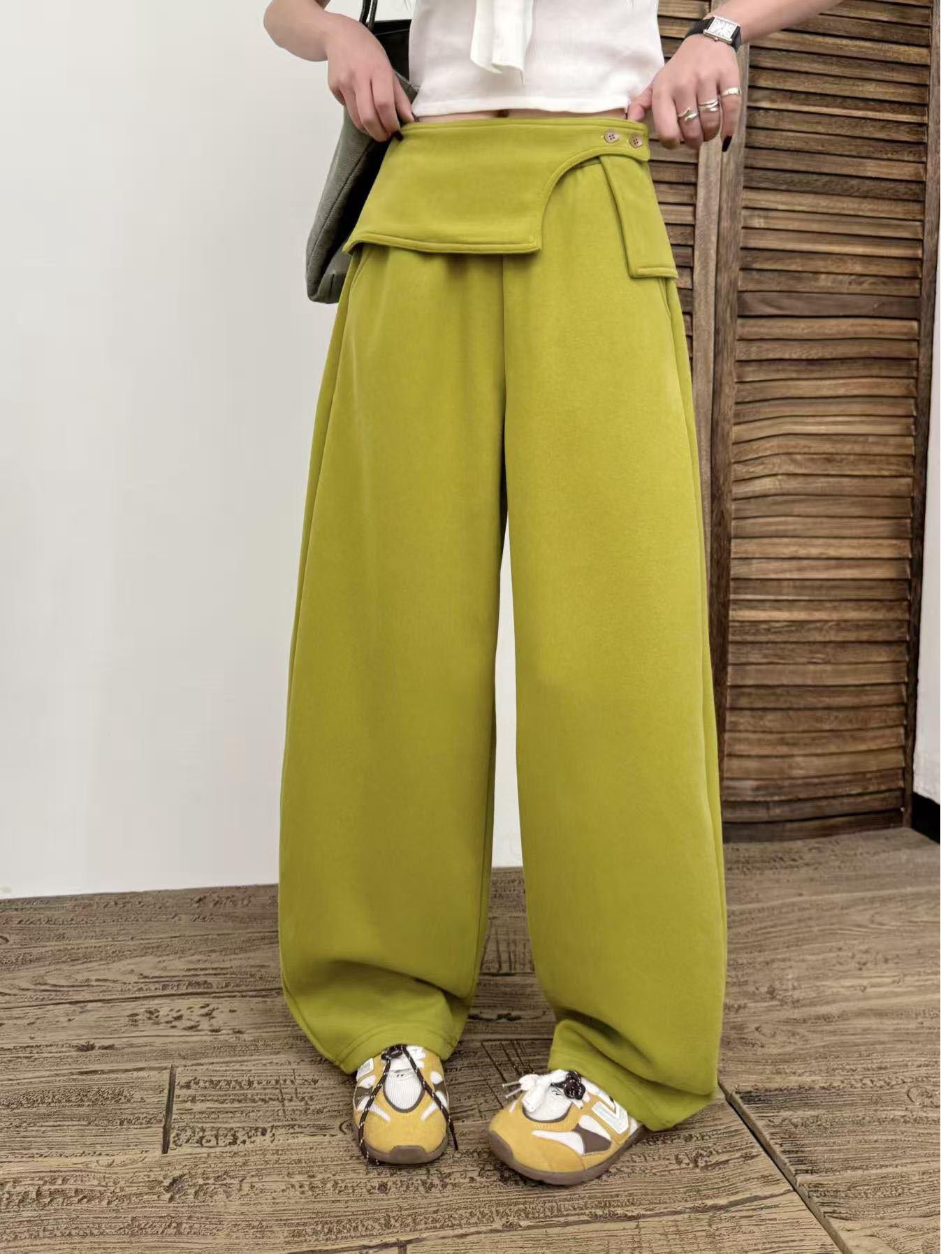 Women s Retro Grey High-Waisted Micro-Flare Slit Pants - Spring 2026 Large (L)