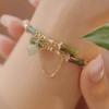 Handmade Green Bamboo Joint Beaded Bracelet With Leaf Tassel And Flower Charm For Women Party Jewelry Gift