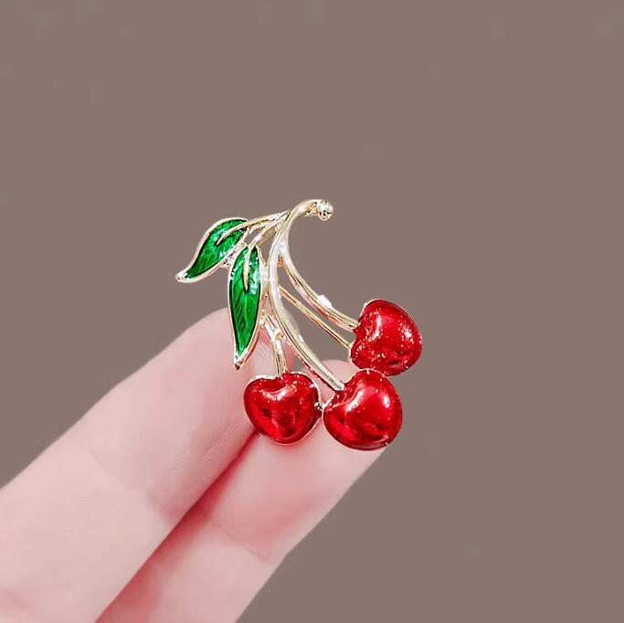 Enamel Cherry Brooches for Women Unisex Enamel Cherries Pins Office Party Collection Friends Gifts Accessories