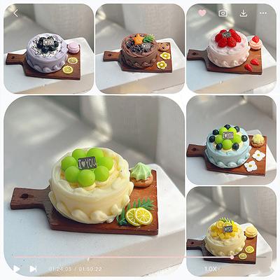 Diy Home Accessories Dollhouse Decoration Simulation Scene Toy Delicious Dessert Miniature Birthday Cake Food Model