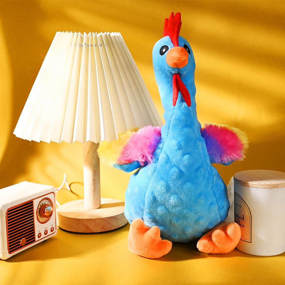 Tri-Color Rooster Plush Squeaky Rope Knot Toy for Dogs and Cats, Chew-Resistant Teething Dental Cleaning Interactive Pet Toy