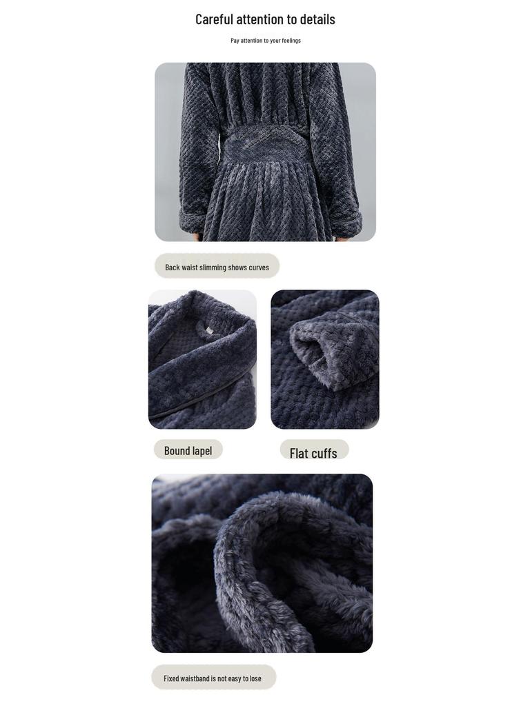 Women's & Men's Extended Length Winter Plush Flannel Bathrobe & Pajamas Set