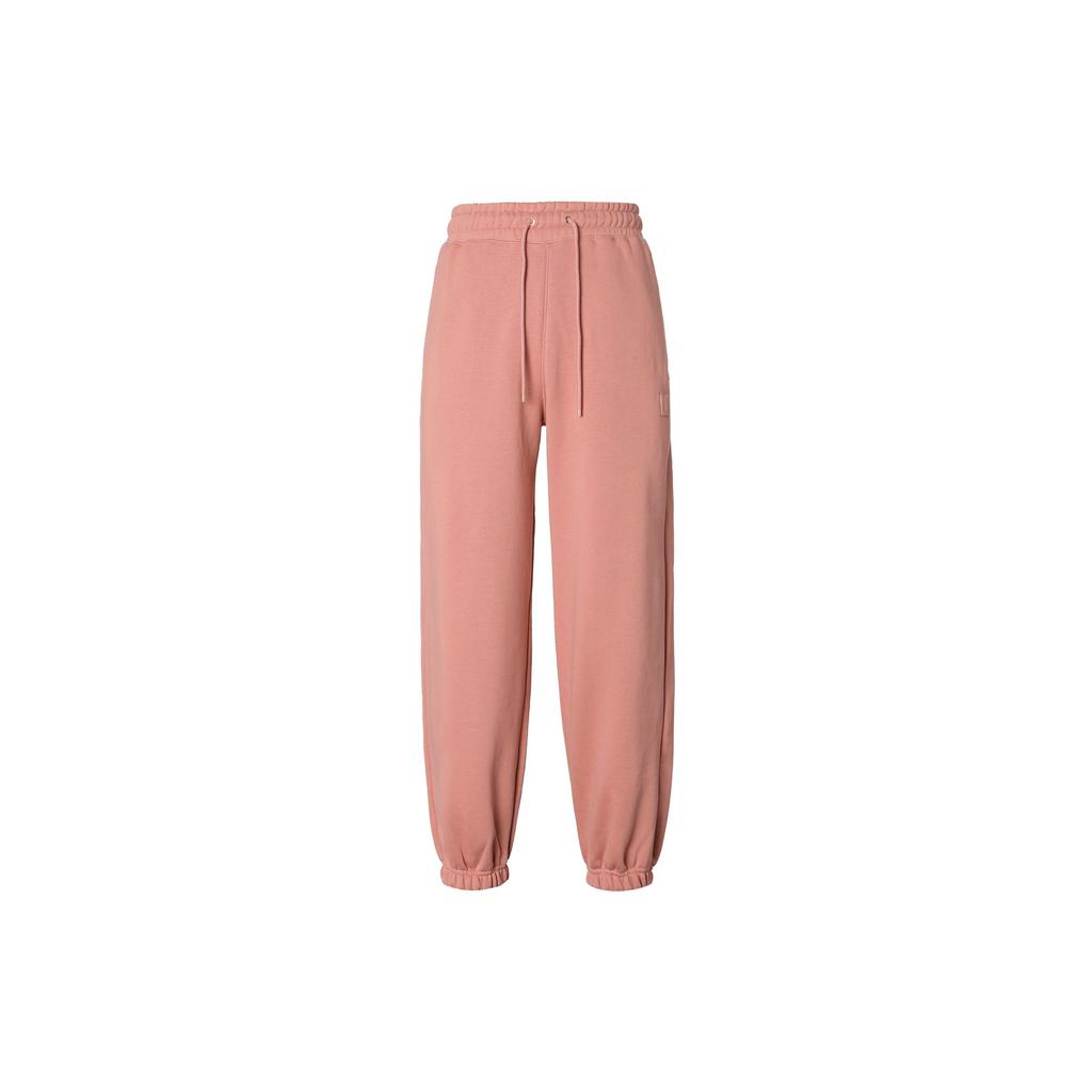Jordan Solid Color Logo Drawstring Fleece-Lined Loose Knit Sweatpants Women Bottoms Pink FB5114-618