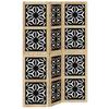 3 Panel Room Divider Brown and Black Solid Wood Paulownia