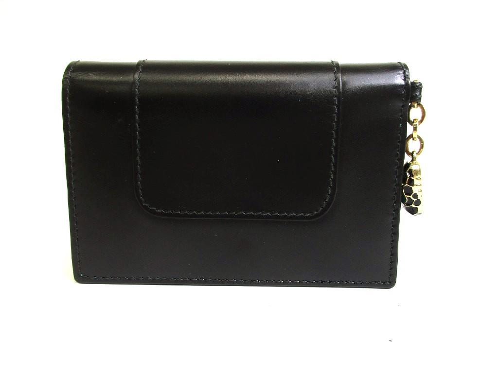 Authentisches BVLGARI Serpenti Forever Schwarzes Leder Visitenkartenetui Kartenhalter #b051 Geöffnete Schachtel