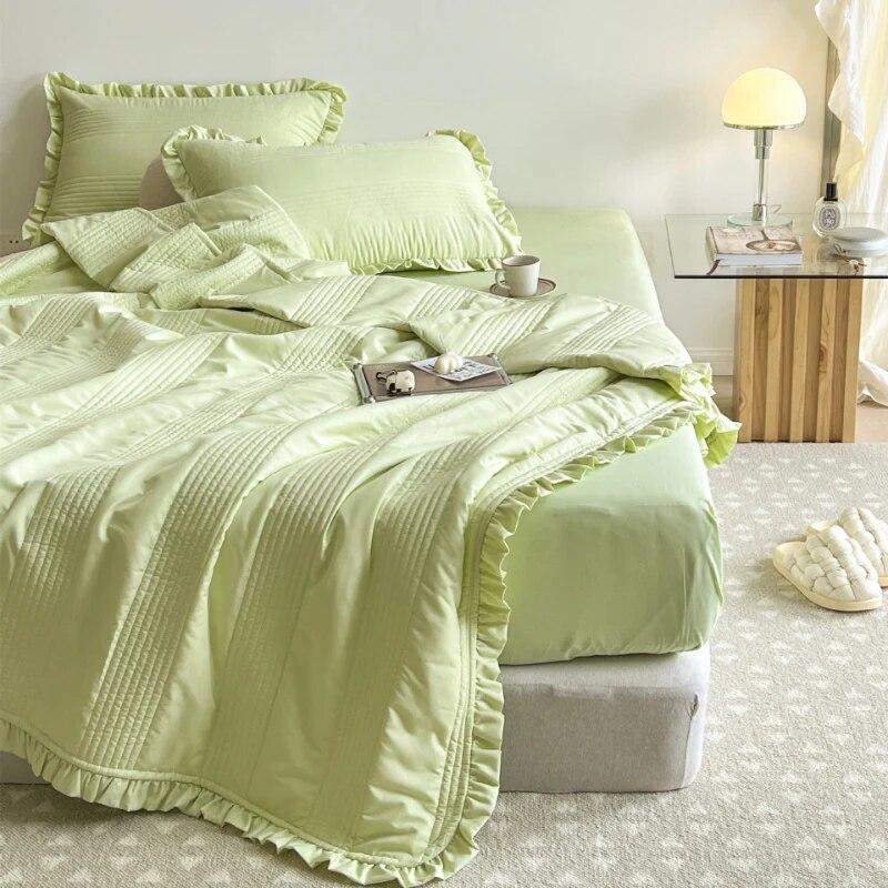Washed yarn summer quilt four piece air conditioner quilt bed cover quilt blogger same style summer cool quilt summer thin quilt