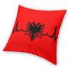 Heartbeat Albania Flag Cushion Cover 40X40Cm Home Decorative Albanian Eagle Shqiponja Throw Pillow For Living Room Double-Sided
