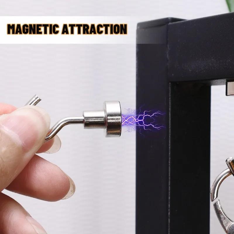 20/1 Stück Metall Magnetische Haken Wandmontiert Schwerlast Starker Magnet Haken Schlüssel Mantel Aufhänger Zuhause Küche Badezimmer Organizer