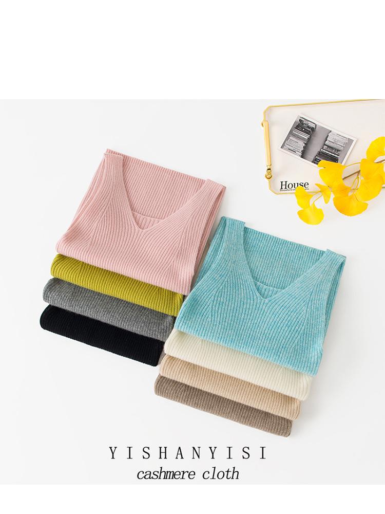 90g Pure Cashmere Reversible Women's Slim-fit V-neck Sleeveless Inner Vest