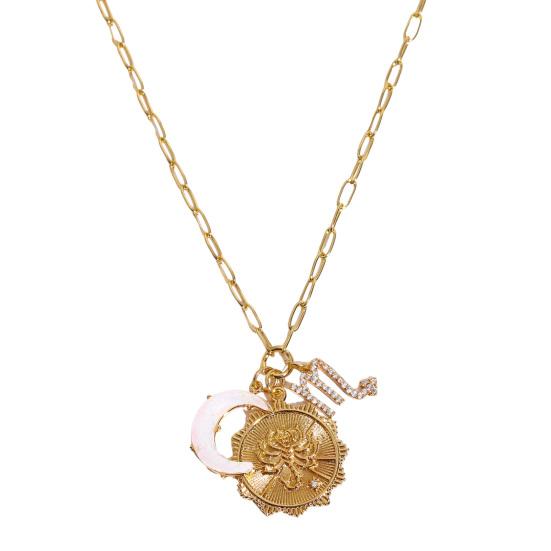 12 Constellations Pendant Necklace Faux Opal Moon Charm Necklace Constellation Symbol Jewelry Birthday Gift