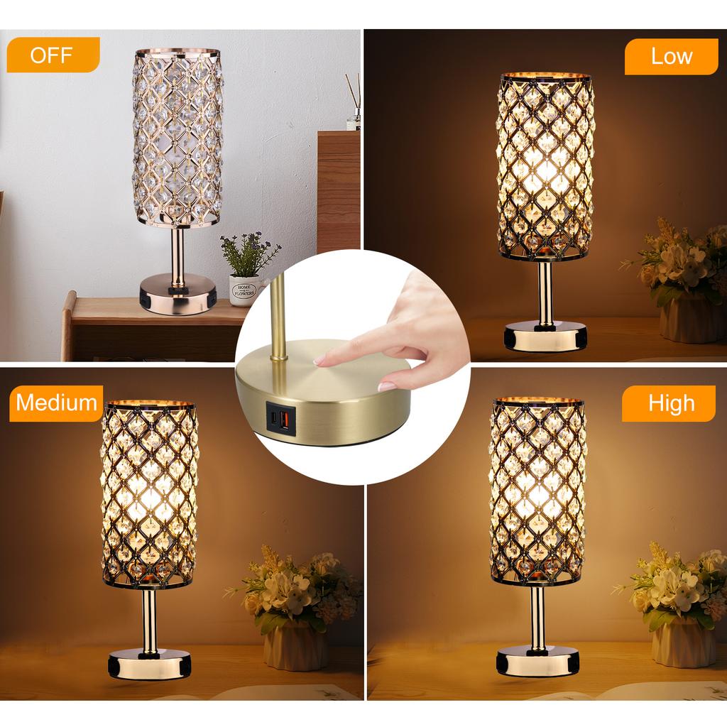 2PCS Table Lamp LED Desk Lamp with Touch Control Dimmable 3  S of Brightness Adjustment Bedside Lamp Reading Lamp for Living Room Bedroom Restaura