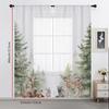 2 Stück Transparente Vorhänge Aquarell Waldtiere Hirsch Bär Fuchs Druck, Fenster Voile Paneele für Schlafzimmer Wohnzimmer Kinderzimmer Heimdekoration