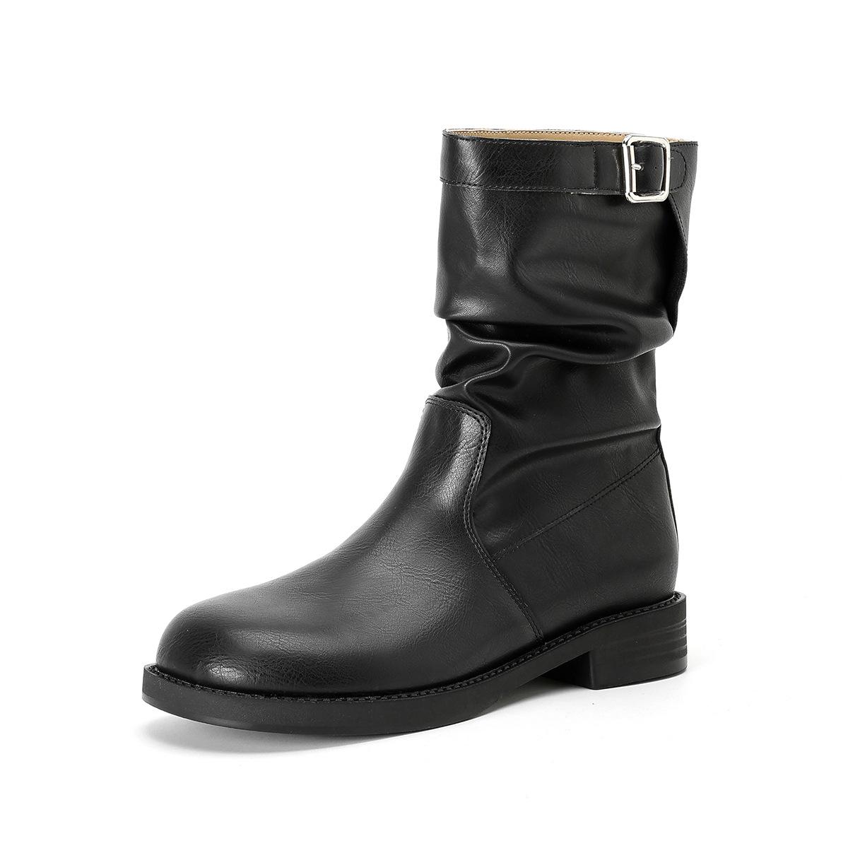 

Women s retro British style short boots 2026 Spring and Autumn new fashion short boots 42 чорний