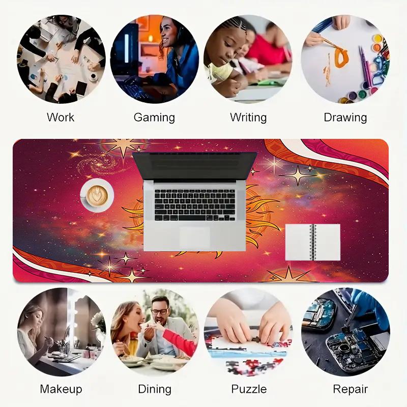 Cosmic Sun Xl Gaming Mouse Pad Nonslip Rubber Base Stitched Edge Waterproof Desk Mat For Pc Laptop Gamer Office Computer Accessories C92721