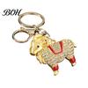 Wear-resistant Keyring Zodiac Keychain with Rhinestones, Sheep Design Bag Pendant, Chinese New Year Lucky Rhinestones Inlaid Key Charm, Feng