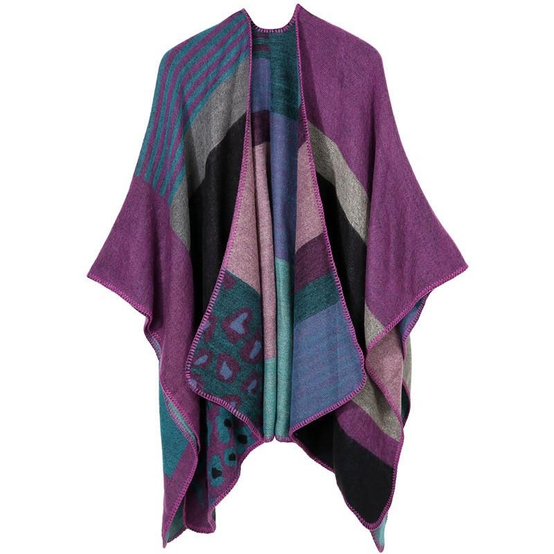 Womens Knitted Double-sided Thick Shawl Blanket Air Conditioner Room Warm Fashion Versatile Cape
