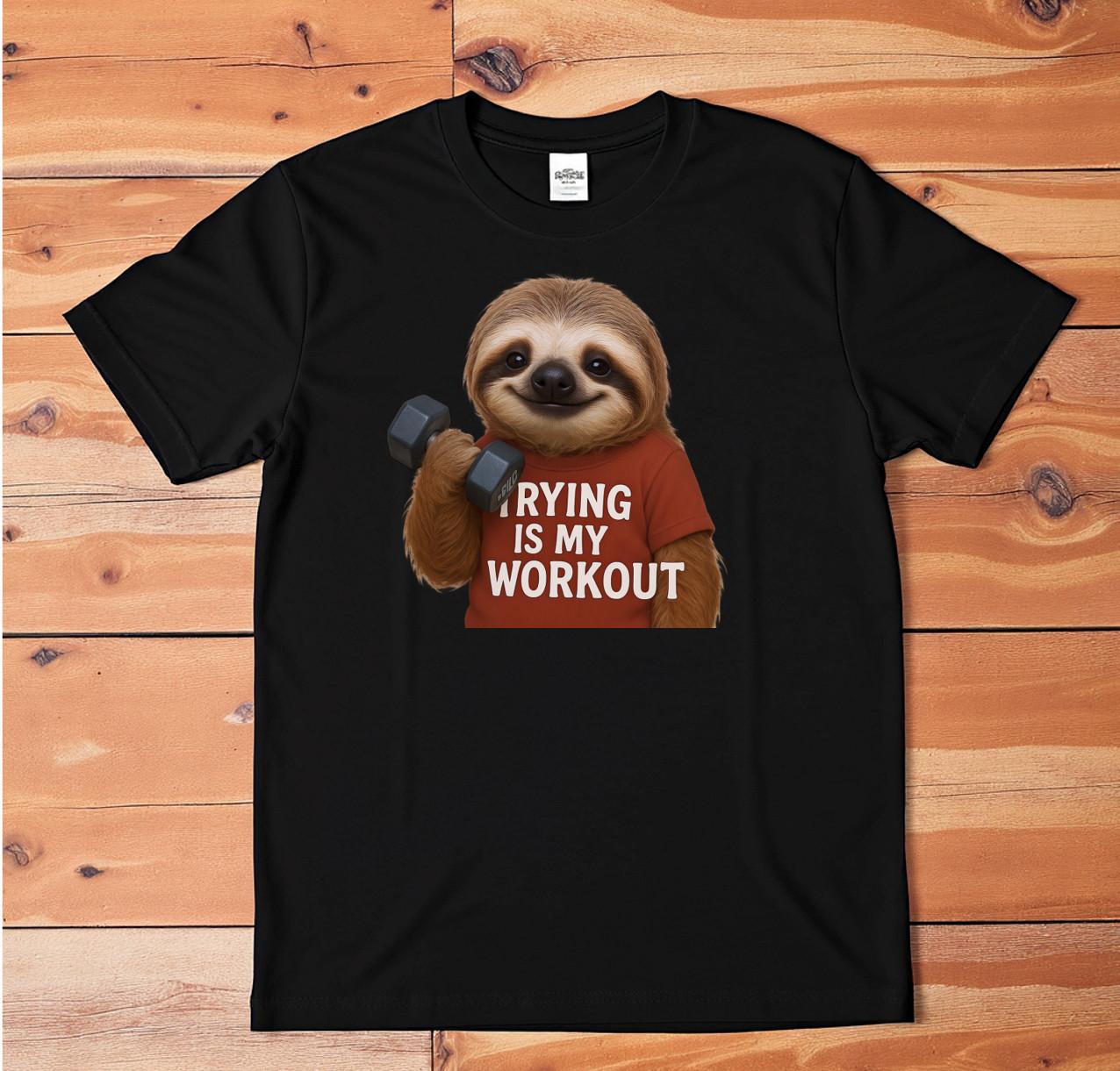 Funny Sloth T-Shirt Crying Is My Workout Gym Humor Graphic Tee S