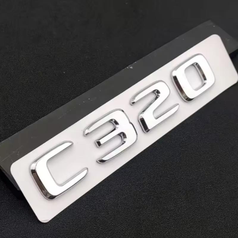 ABS Black Chrome Letters 3D Car Trunk Letters Badge For Mercedes Benz C 200 220 300 C200 C220 C300 C320 Logo Sticker Accessories AB1