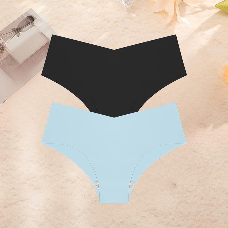 2Pcs/Set Plus Size Underwear Women's Panties Ice Silk Ladies Seamless Underpants Girls Briefs Breathable Sexy Lingerie Female