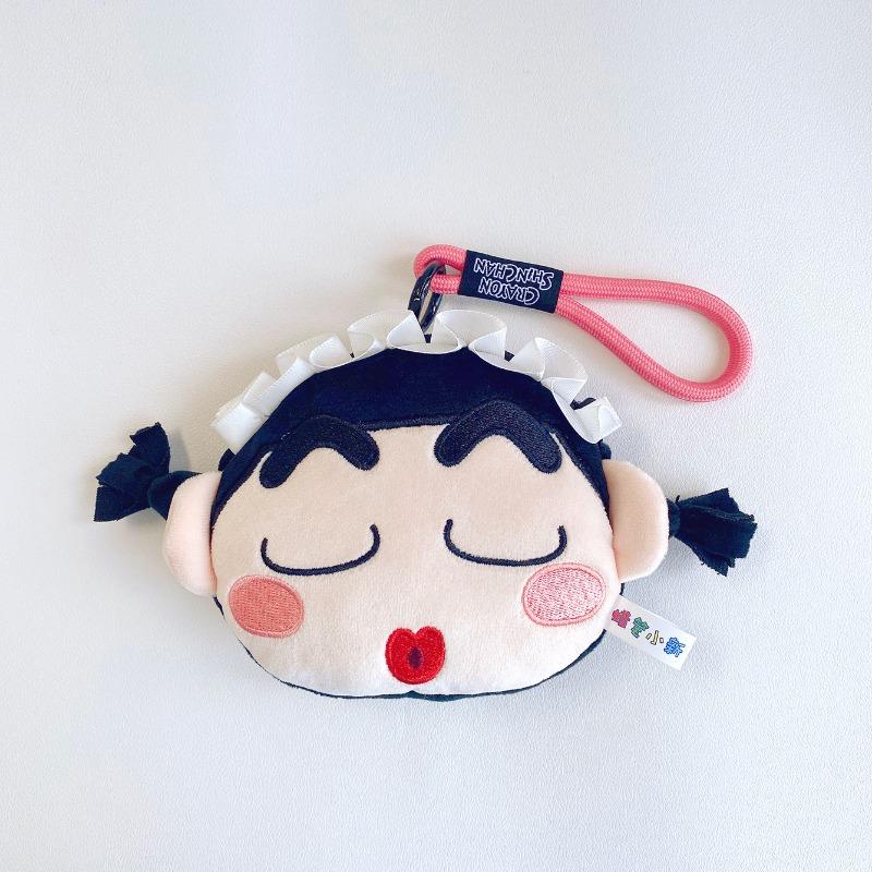 Adorable Cartoon Cute And Charming Crayon Shin-Chan Nohara Shiro Pendant Keychain Plush Q-Version Large Head Earphones Zero Wallet Doll Doll