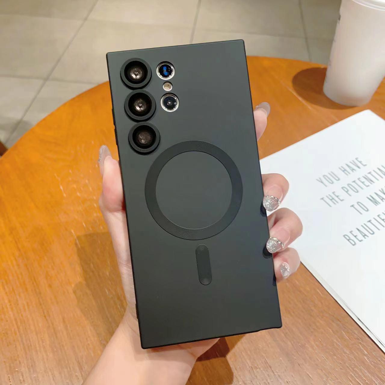 

For Samsung Galaxy S23 Ultra Magnetic Case Compatible with MagSafe Rubberized TPU Phone Cover Black