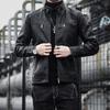 Veste en cuir pour homme veste en cuir pour homme tendance jeunesse col montant punk veste en cuir de moto pour homme
