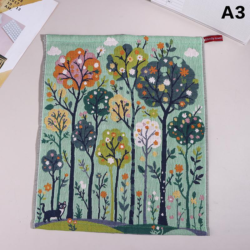 

1Pc Four-Layer Cotton Yarn Square Towels Forest-Themed Multi-Purpose Geometric-Patterned Towels Kids Useful Square Face Towel A3