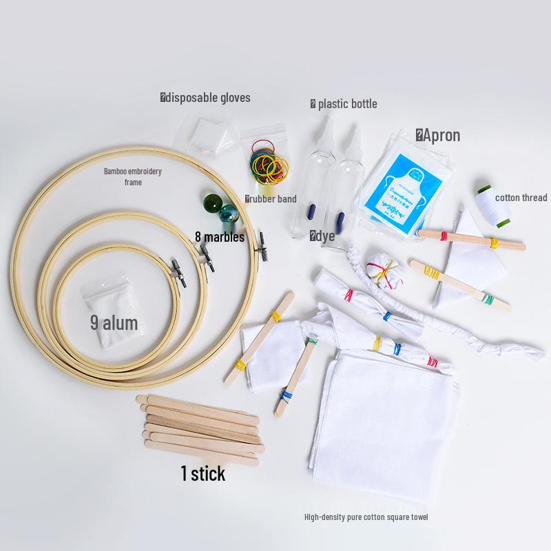 Children's Tie-Dye Embroidery Kit: Bamboo Hoop, Blue Wall Pendant