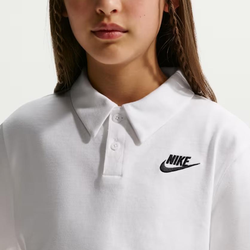 Nike Polo Shirt Sportswear Club Breathable Cotton Comfortable Kids Tops IF2841-100