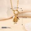 18K Gold Ocean-Style Detachable Pendant Necklace: Turtle, Anchor & Fishbone Design