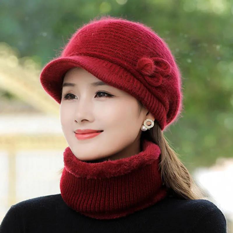 Velvet Winter Warm Knitted Hat Scarf 