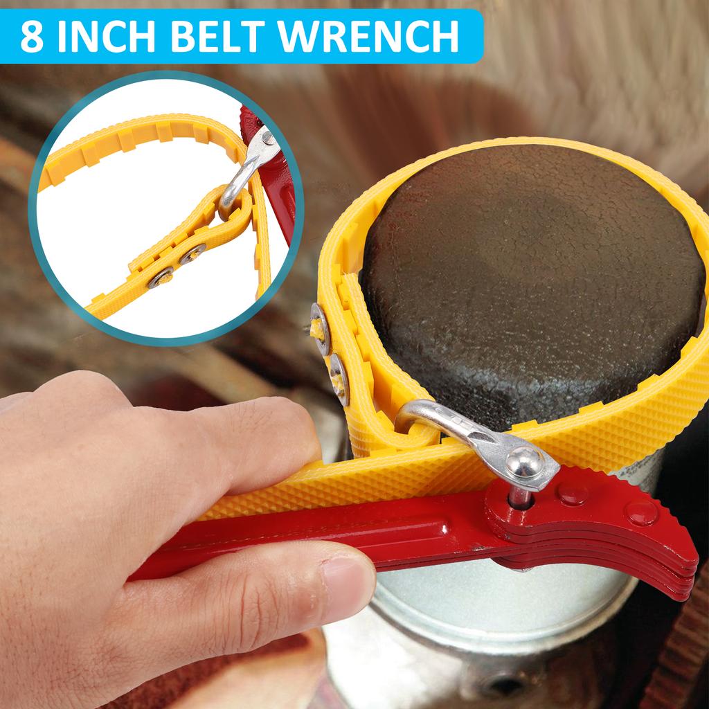 2Pcs Belt Strap Wrench 5.7inch Capacity Belt Type Oil Filter Wrench Universal Portable Strap Wrench for Car PVC Joints