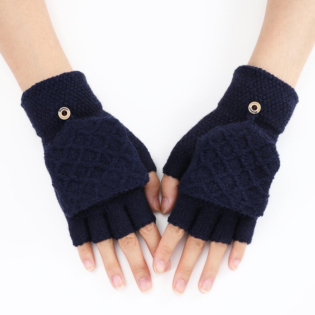New Autumn and Winter Styles of Men's and Women's Woolen Short Sleeve Sleeves Fingerless Gloves Warm Fashionable and Trendy Half Finger Gloves