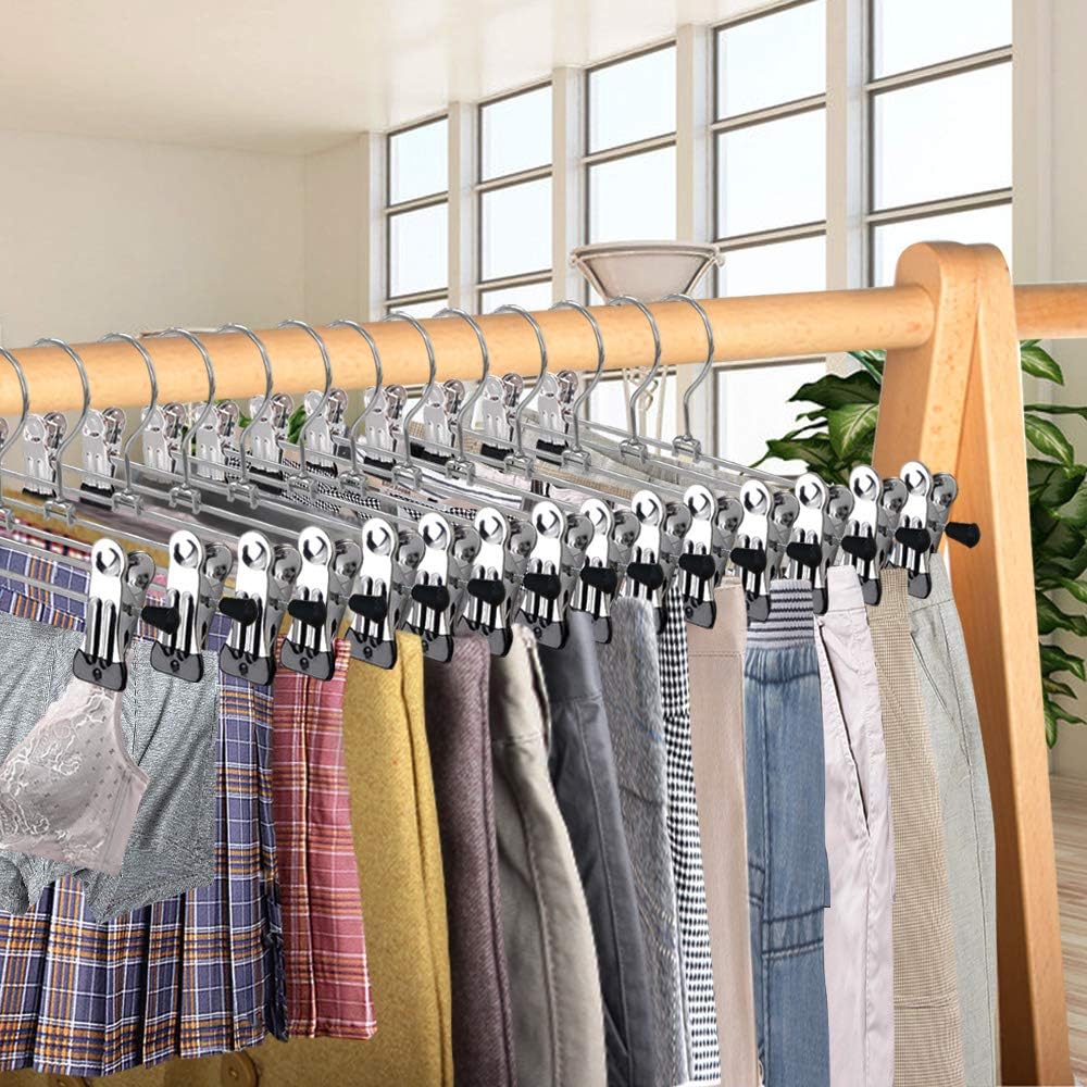 5~20pcs Metal Pants Racks Wind Proof Multi-purpose Skirt Racks for Clothes Drying Trousers Wardrobe Clip Anti-slip Black TMZ