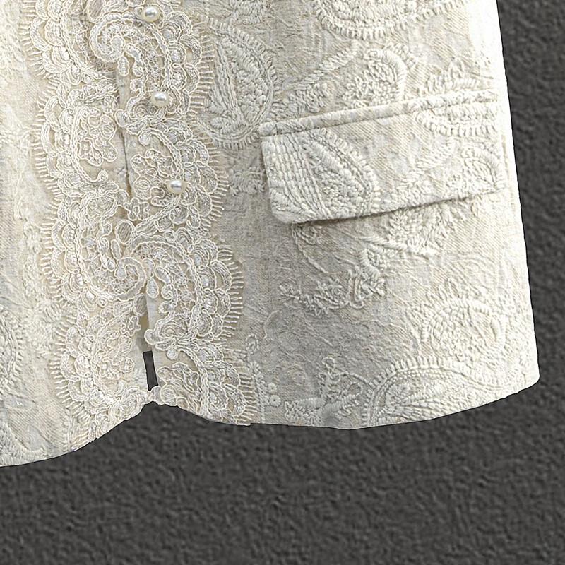 Women's Elegant Linen Blend Embroidered Vest