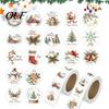 Red Truck Snowman Elk Stickers Christmas Round Stickers, Nordic Style Watercolor Decorative Labels, Continuous Roll Sealing Decals Holiday Envelope