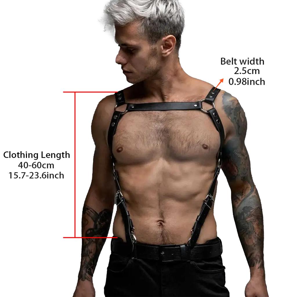 Heren Leren Bretels Riem Lichaam Bondage Riemen Mode Verstelbare Bretels Bretel Met Punk Harnas Riemen Exotisch Accessoire