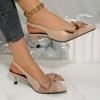 Plus Size Baotou Sandals Women Spring and Summer New French Bow Pointed Toe Stiletto Wear Outside High Heels