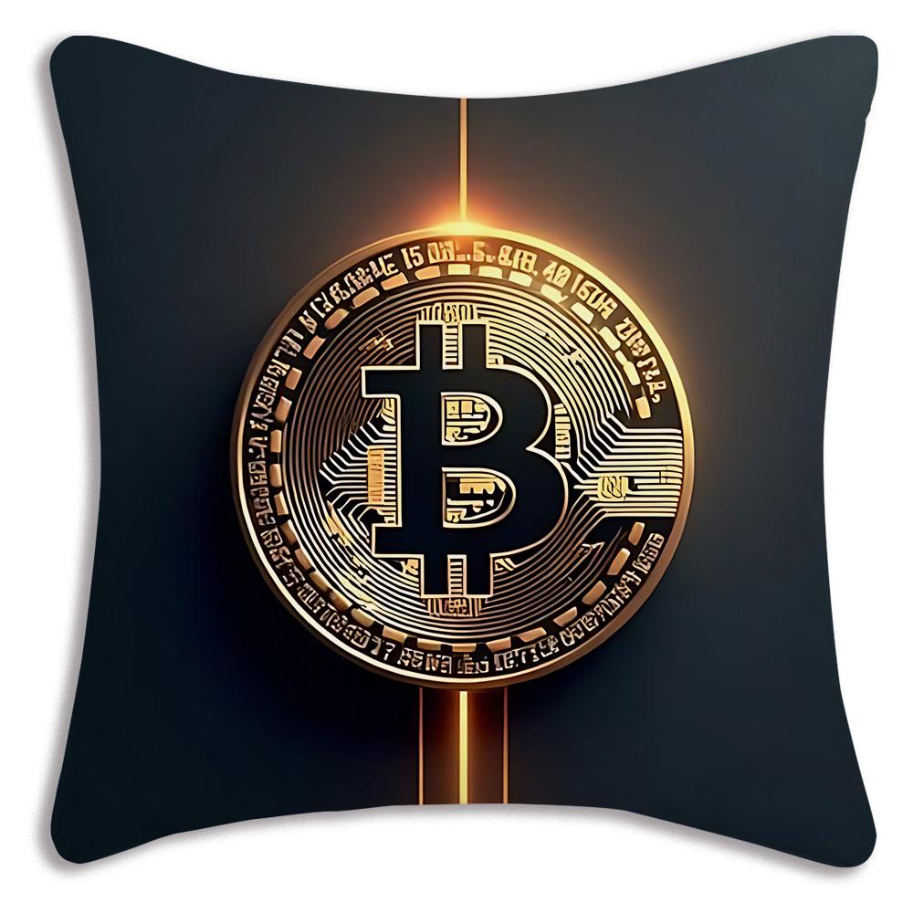 Cool Popular B-BitcoinS Pillow Covers Cartoon Sofa Decorative Home Double-sided Printing Short Plush Cute Cushion Cover