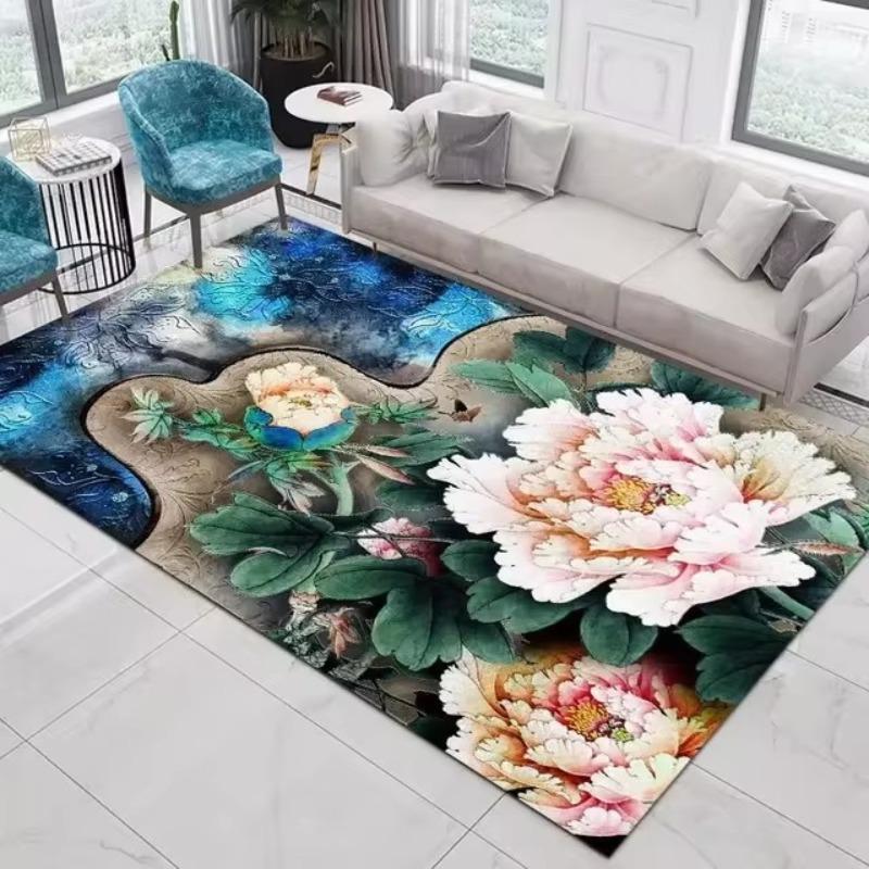 3D Printed Garden Flower Art Carpet 120x160cm Large Living Room Rug Washable Aesthetic Bedroom Decor Mat