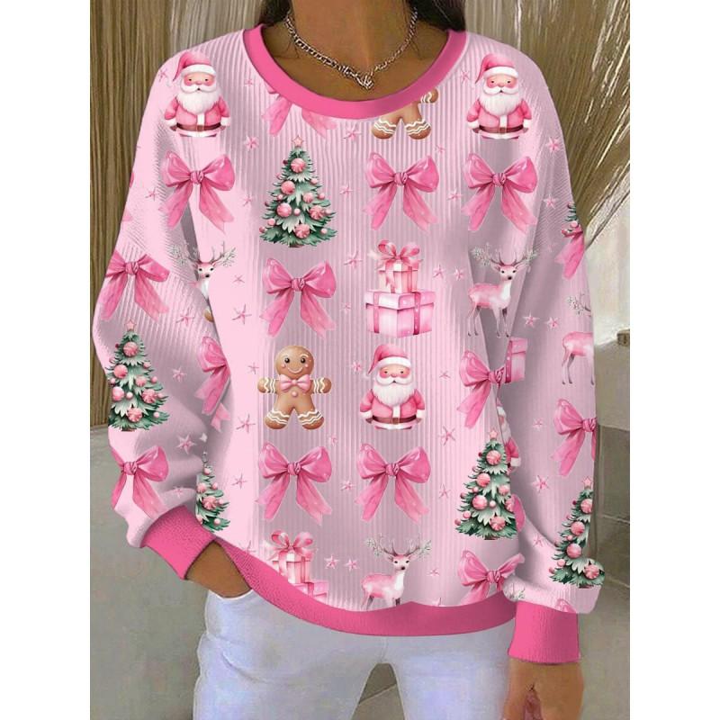 Christmas 3D Print Pullover Hoodie Womens Streetwear Loose Fit