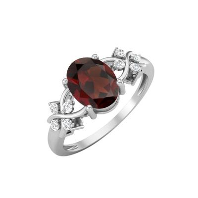 Pierścionek zaręczynowy damski z owalnym granatem 8X6MM ze srebra próby 925 inspirowany winoroślą