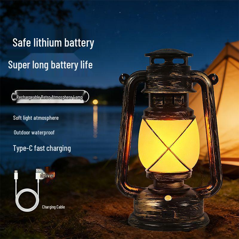Rechargeable LED Camping Lantern - Dimmable, Handheld, Ideal for Outdoor Camping, Bars, Hotels, or Bedrooms.