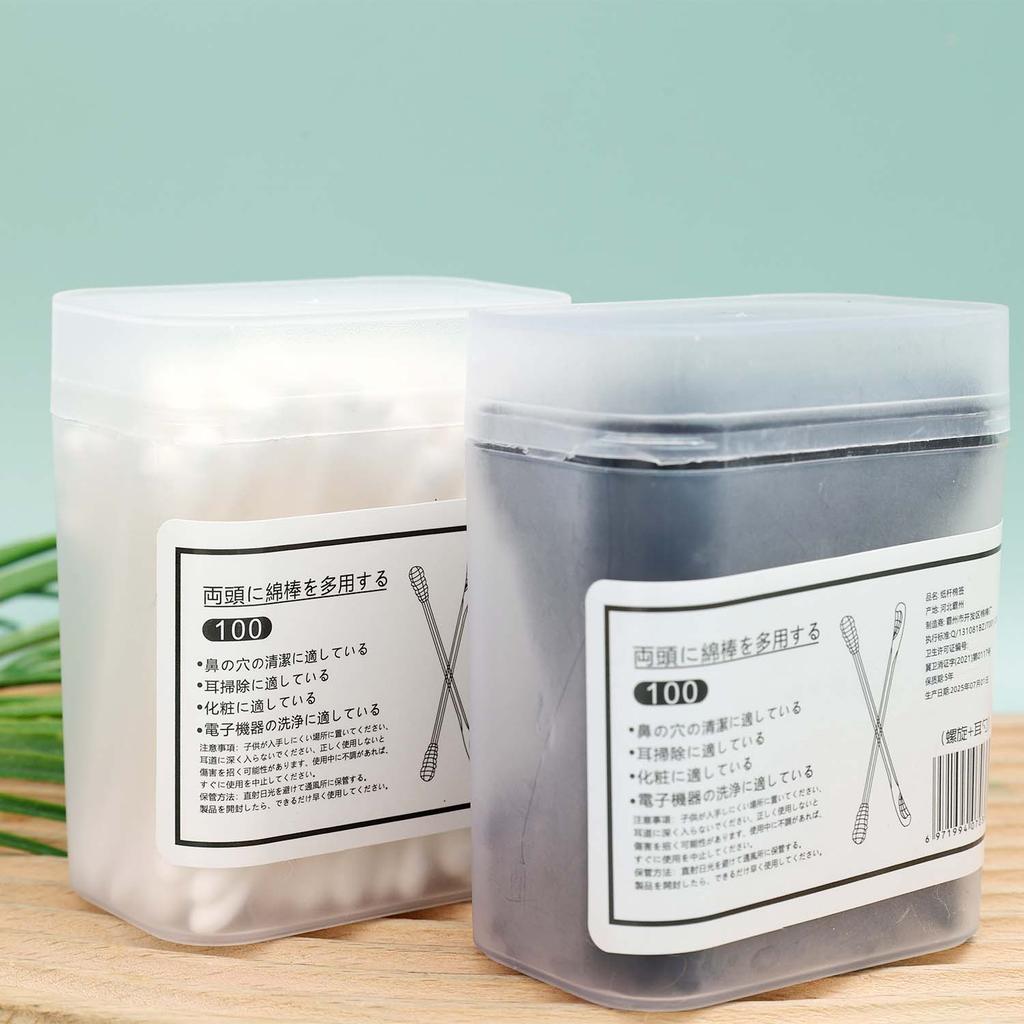 500/100pcs Double Head Disposable Cotton Swabs with Ear Digging Spoon Spiral Shape Soft Degreased Cotton Beauty Skin Care Tools