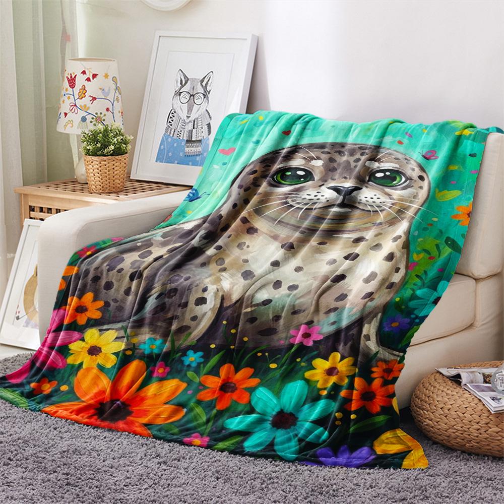 1PC Soft Cute World Print FlAannel Blanket, High quality Comfortable for All Seasons, Home Decor, Warmth and Comfort