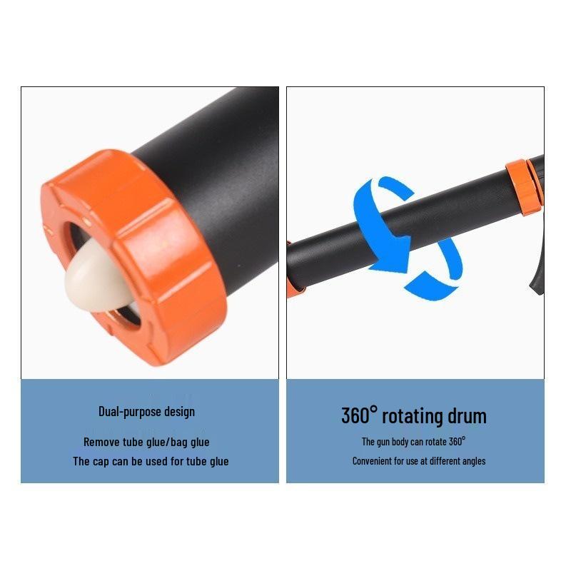 9/15 Inch Industrial Stainless Steel Dual-Use Rotating Glass Soft Sealant Gun