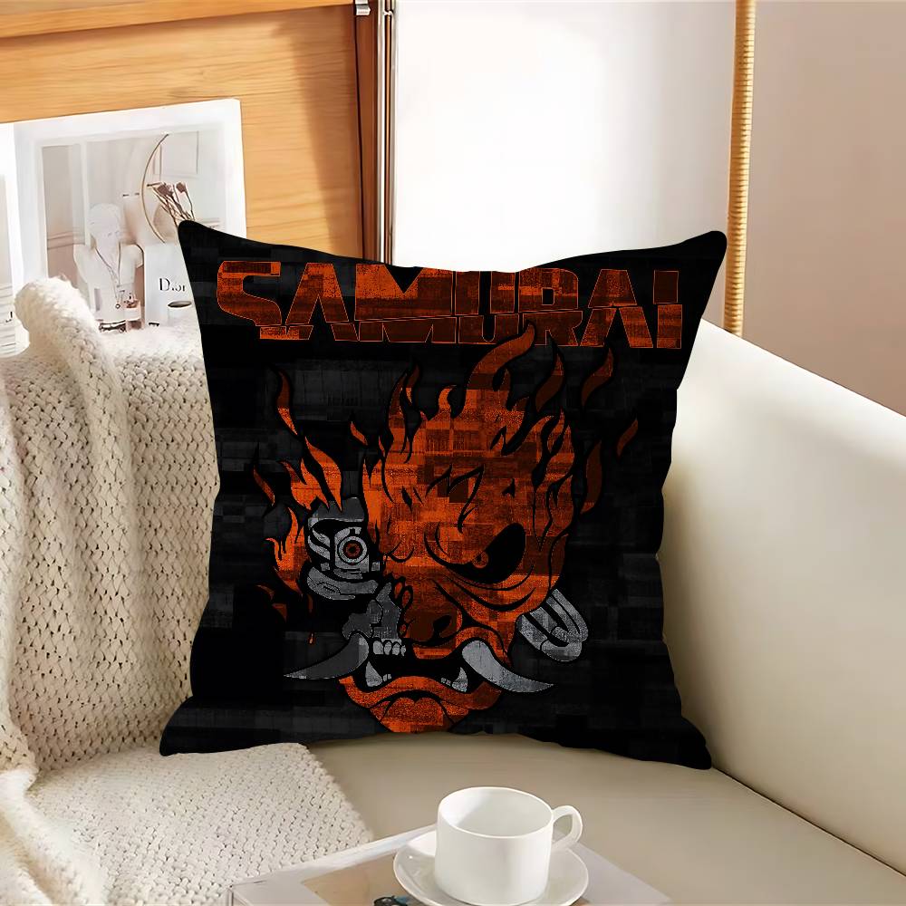 

C-Cyberpunk SamuraiS Logo Pillow Case Removable Washable Cushion Cover – All-Season Soft Linen 12x12Inch
