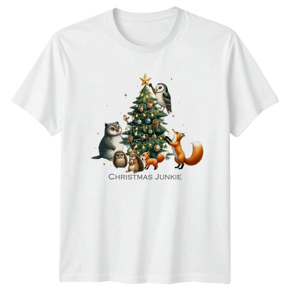 Christmas Junkie Animals Holiday Tree Unisexs Unisexs Graphic Tee S