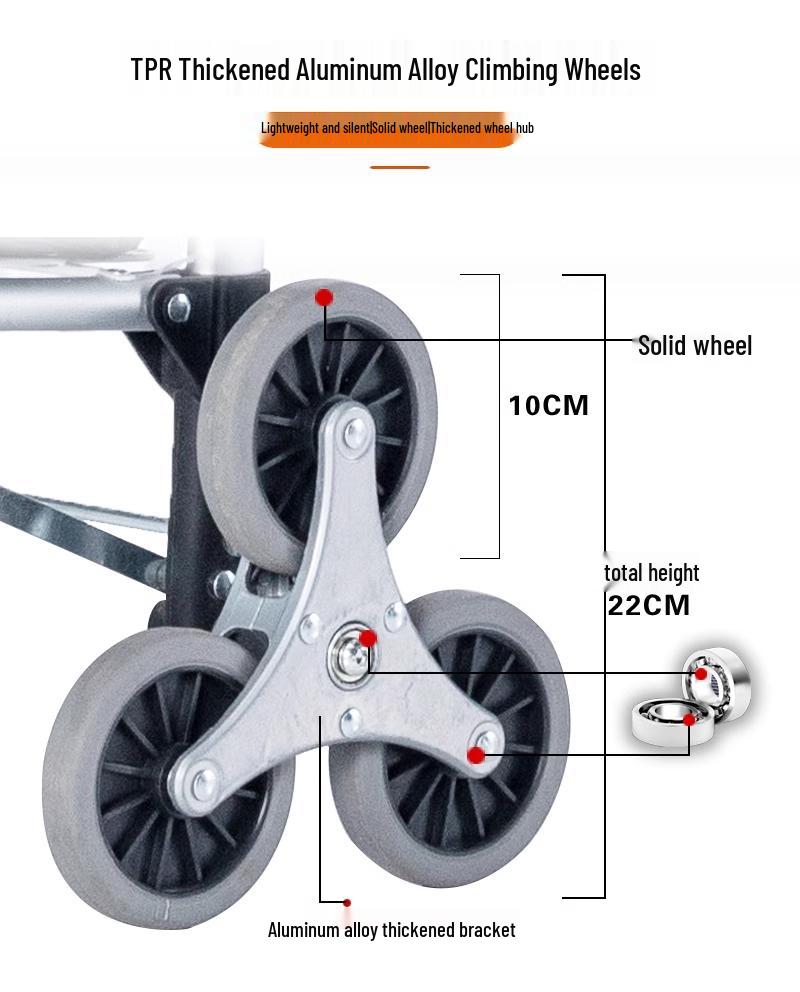 Traplift Winkelwagen met Dubbele Lagers, Kristallen Wielen en Metalen Frame